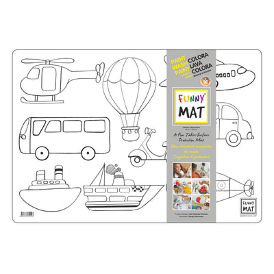 Funny Mat Tovaglietta Lavabile da Colorare Macchine 48x33,5 cm