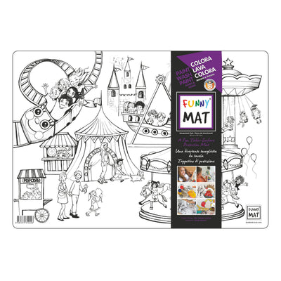 Funny Mat Tovaglietta Lavabile da Colorare Parco Divertimenti 48x33,5 cm