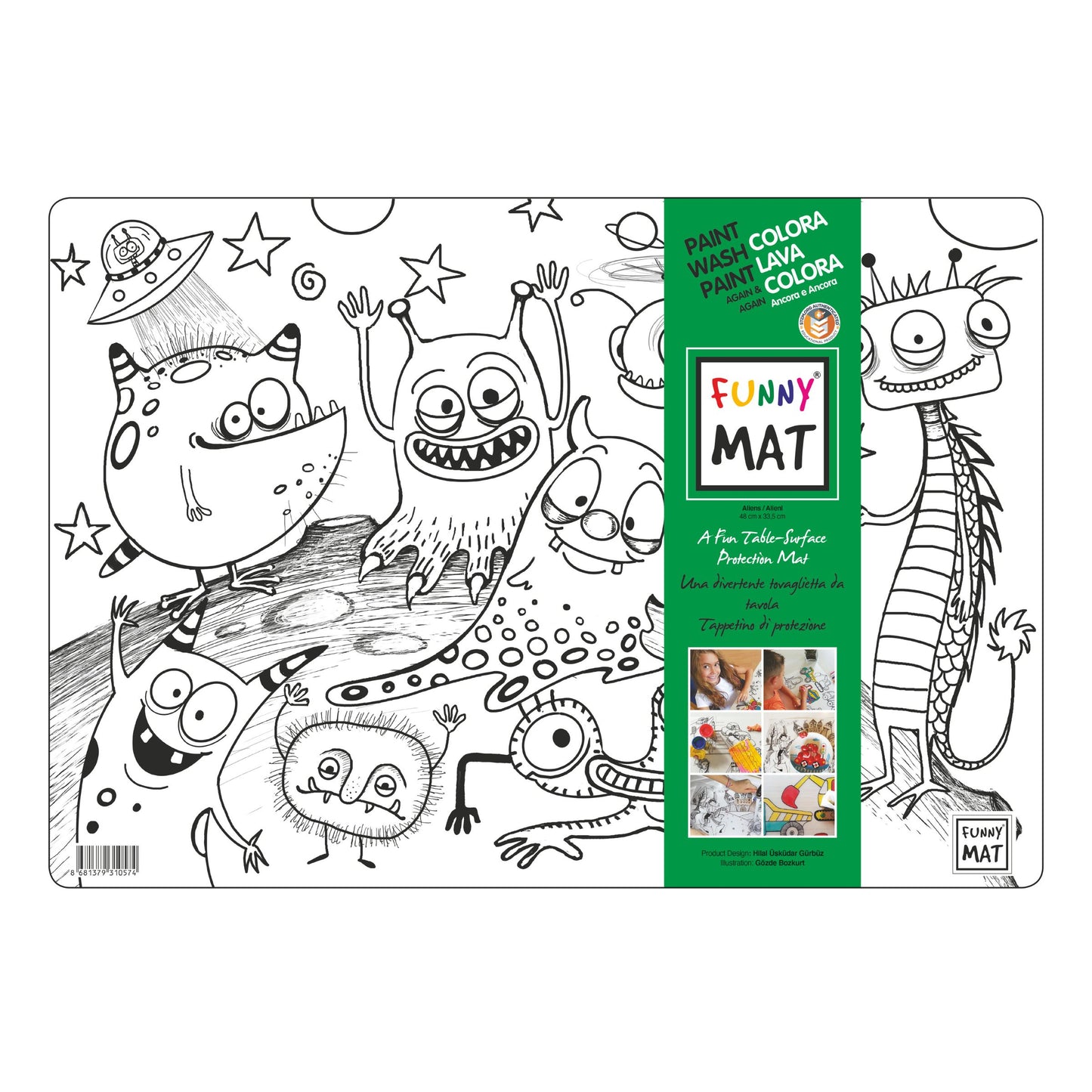 Funny Mat Tovaglietta Lavabile da Colorare Alieni 48x33,5 cm