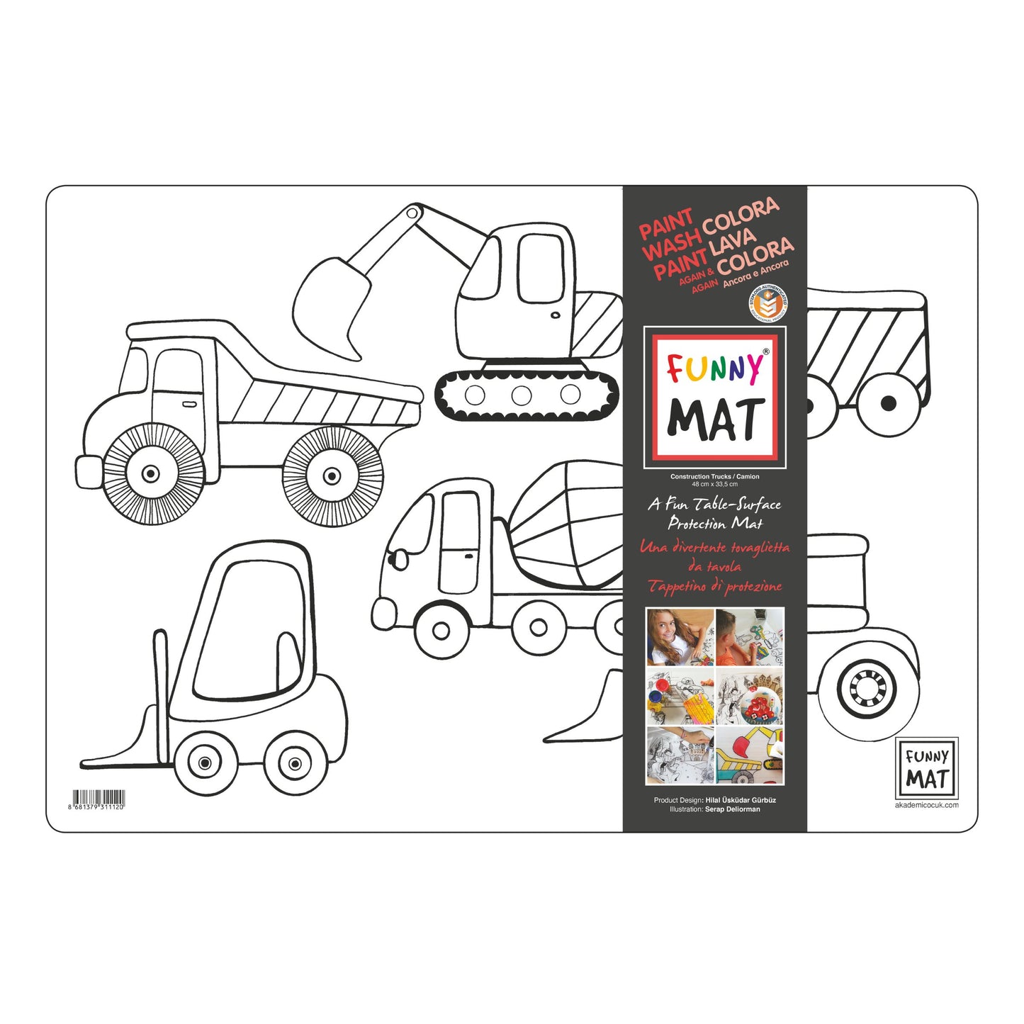 Funny Mat Tovaglietta Lavabile da Colorare Camion 48x33,5 cm