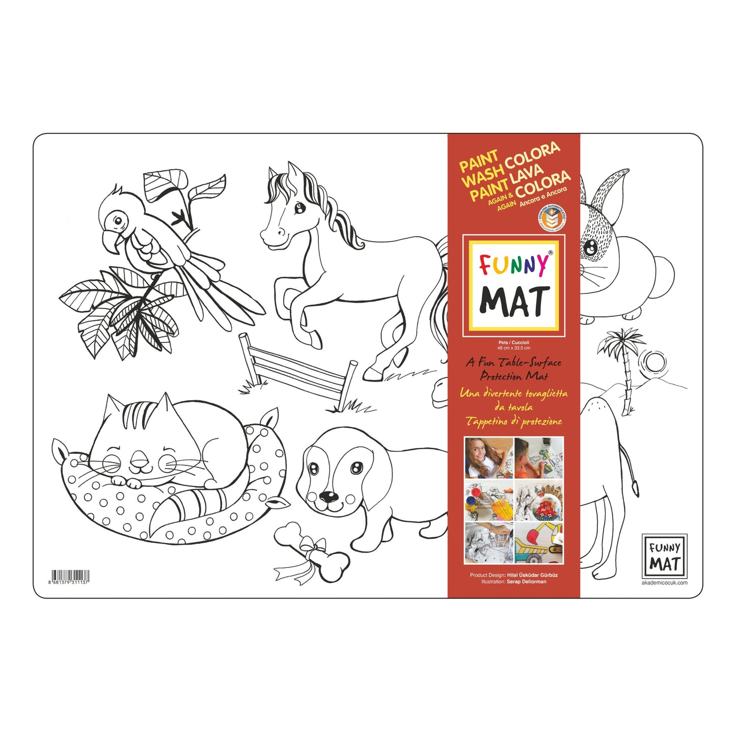 Funny Mat Tovaglietta Lavabile da Colorare Cuccioli 48x33,5 cm
