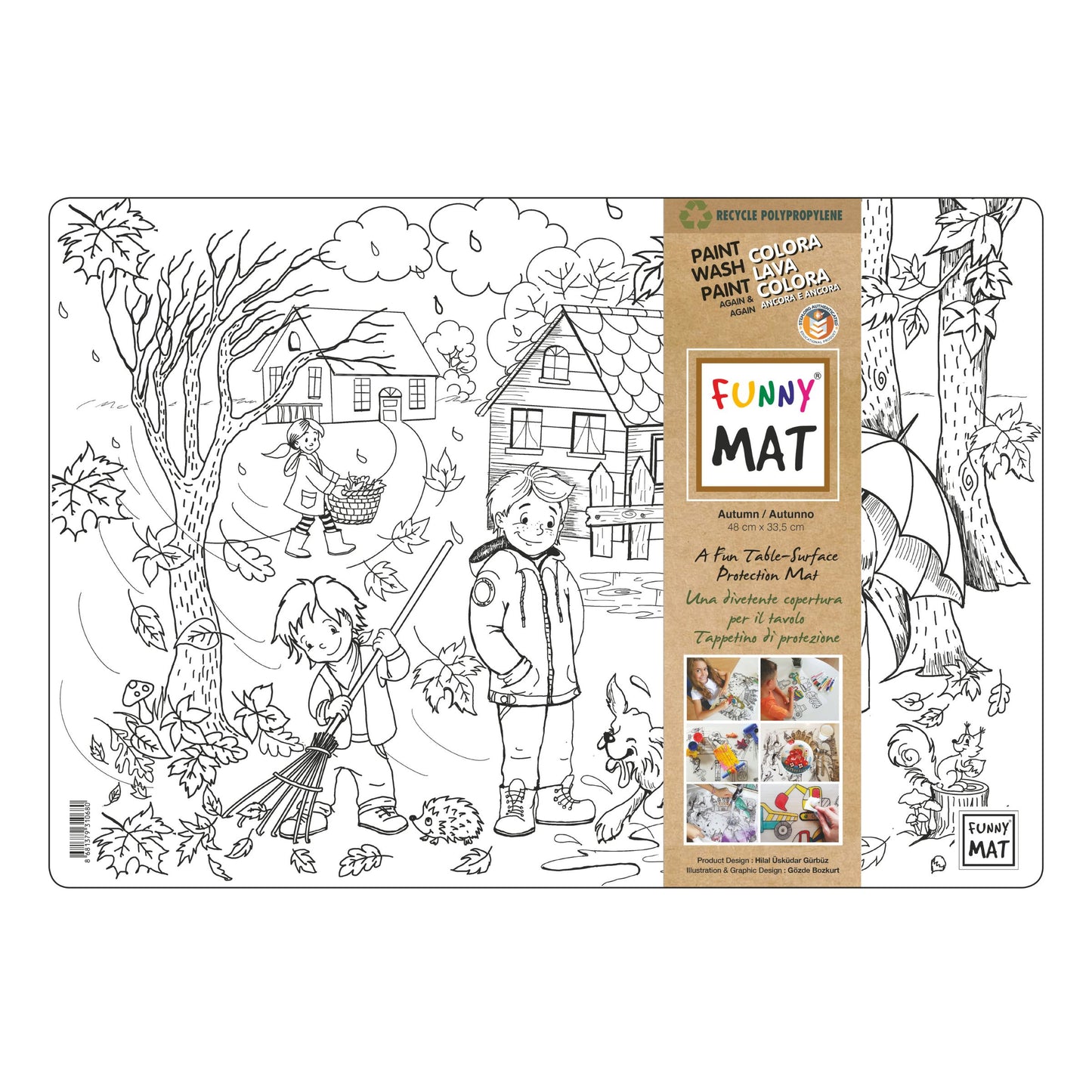 Funny Mat Tovaglietta Lavabile da Colorare Green Autunno 48x33,5 cm
