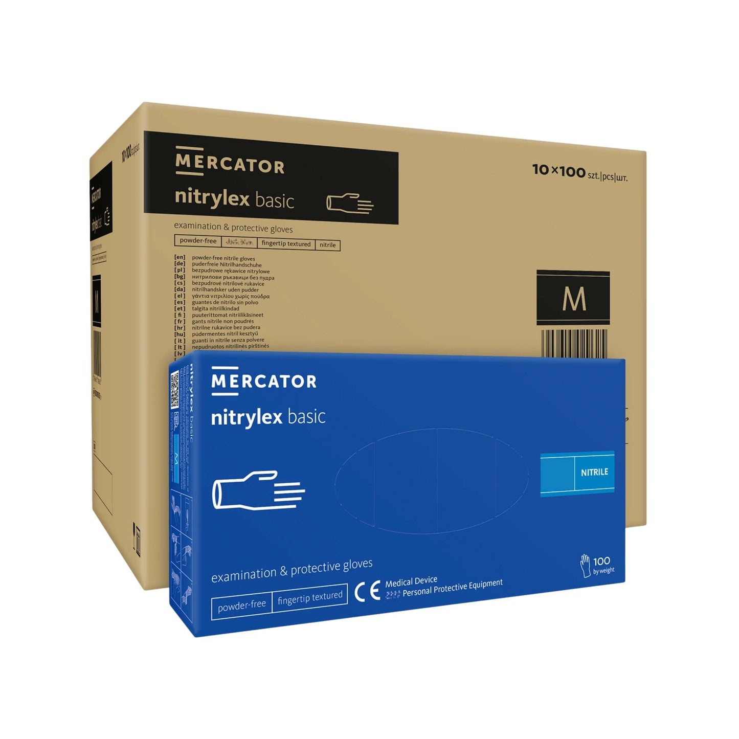 100 Guanti in Nitrile Nitrylex Basic Senza Polvere Blu - Taglia S