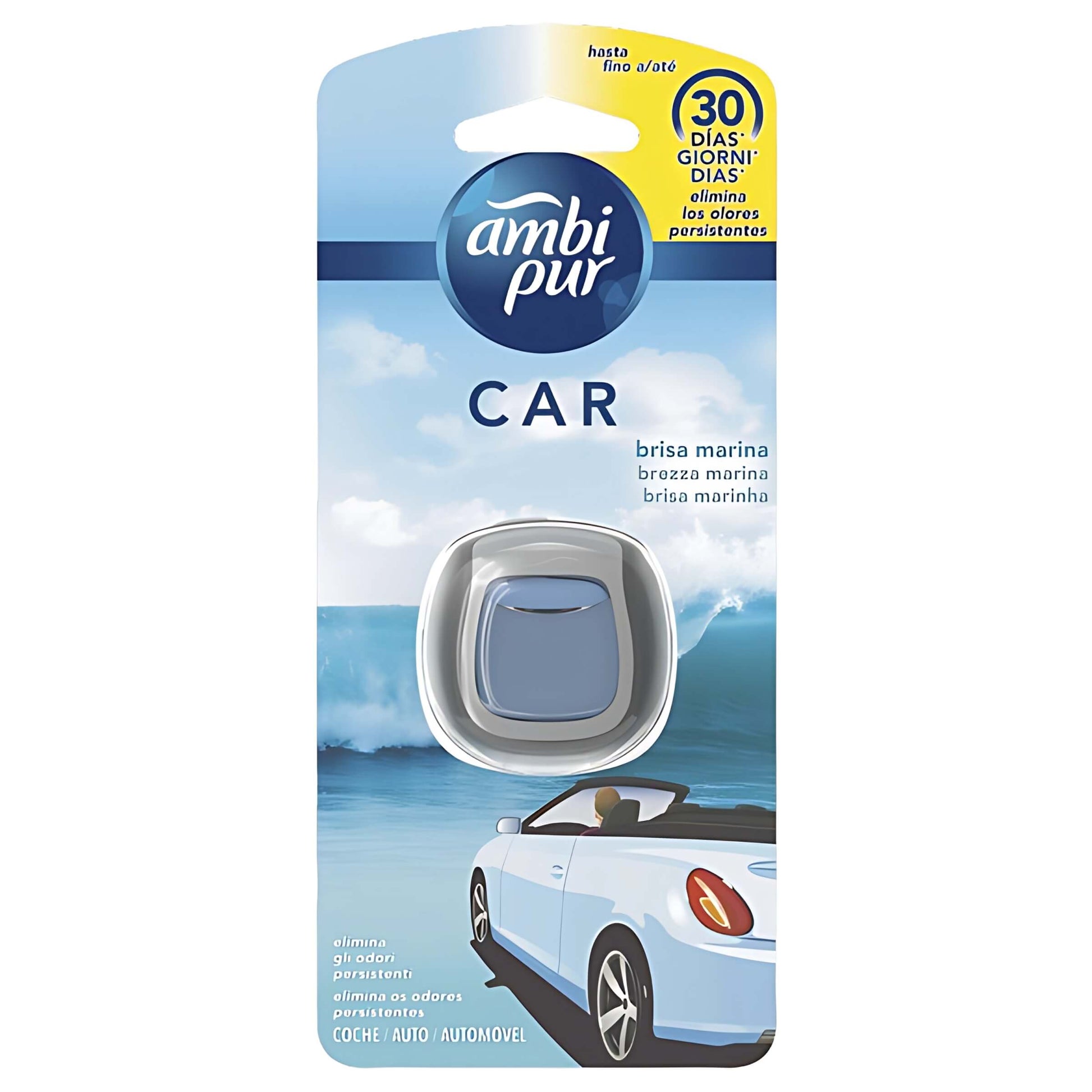 Deodorante auto Ambi Pur Car Ocean Breeze Starter Kit con clip da 2ml e tecnologia Odourclear