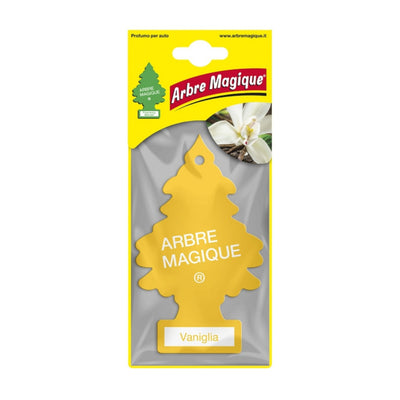 Deodorante auto Arbre Magique Vaniglia a forma di alberello, fragranza calda di vaniglia caramellata, cocco e ananas tropicale