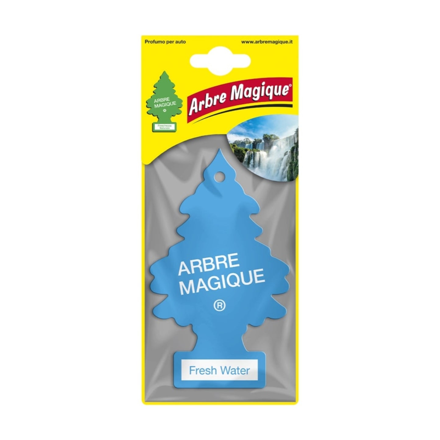 Deodorante auto Arbre Magique Fresh Water a forma di alberello, fragranza solare e frizzante con note acquatiche e agrumate