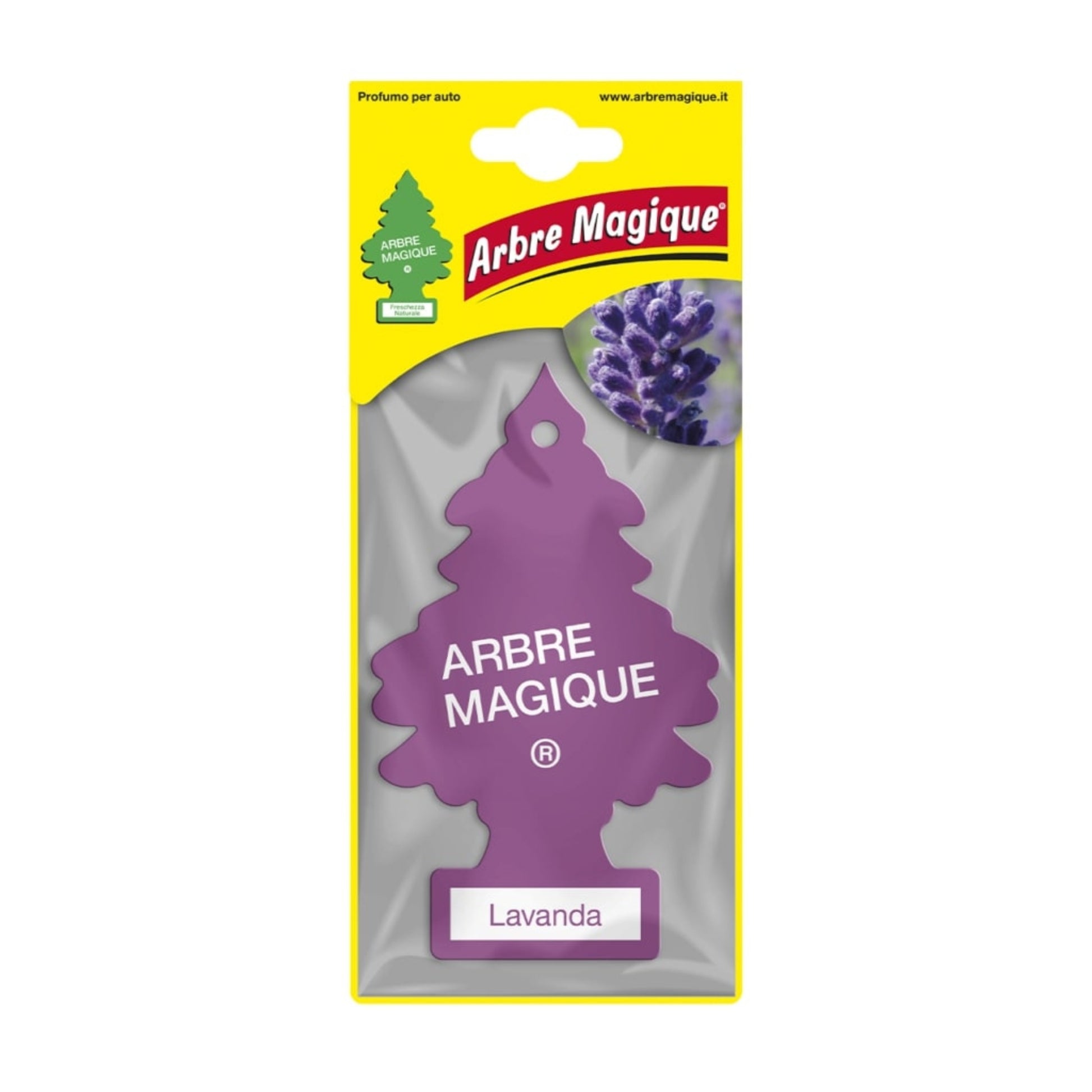 Deodorante auto Arbre Magique Lavanda a forma di alberello, fragranza fiorita di lavanda, bergamotto e patchouli