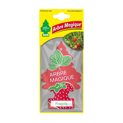 Deodorante auto Arbre Magique Fragola a forma di alberello, fragranza dolce e fruttata di fragola e frutti rossi