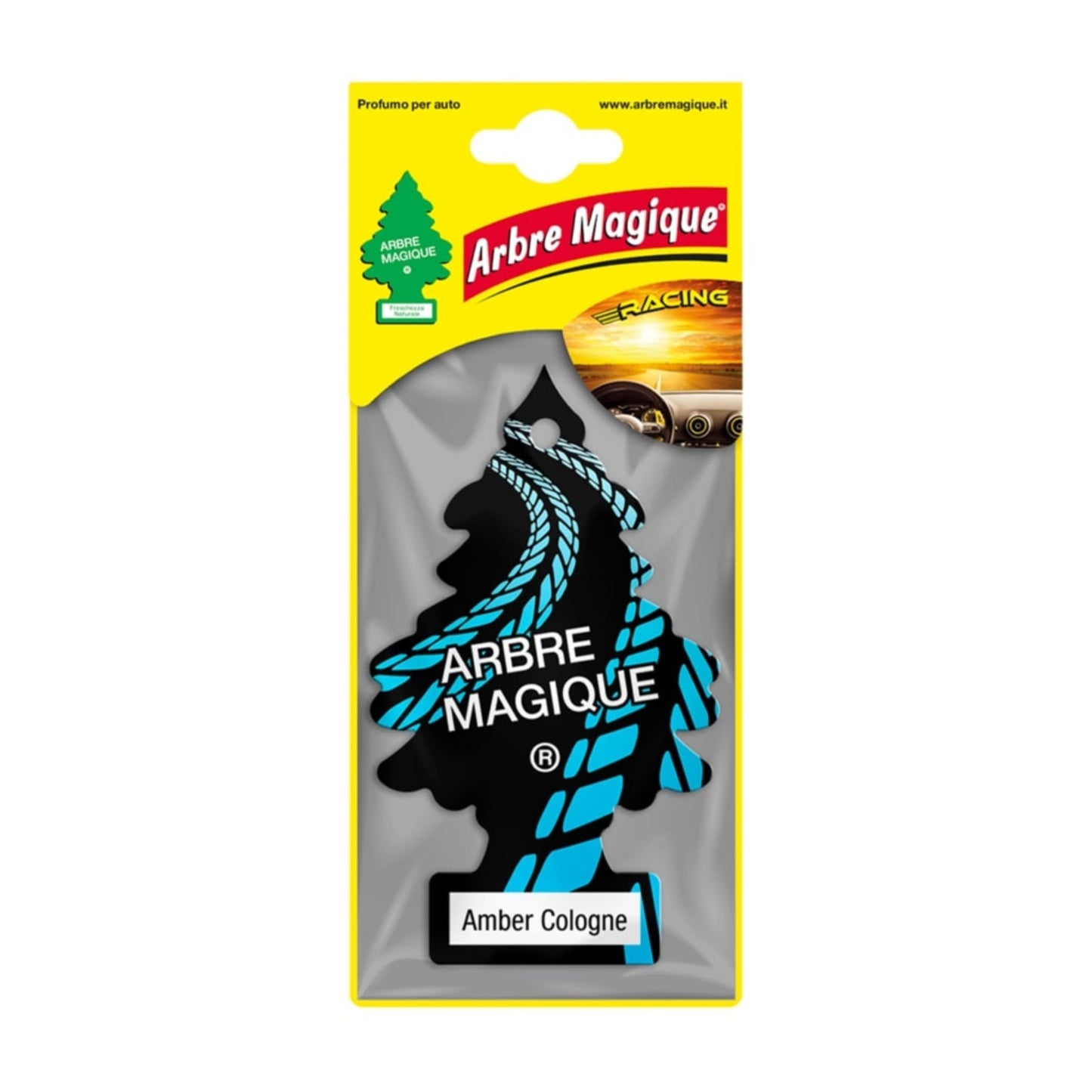 Deodorante auto Arbre Magique Amber Cologne a forma di alberello, fragranza di lavanda, agrumi e legni pregiati