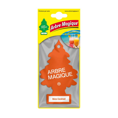 Deodorante auto Arbre Magique Ibiza Cocktail a forma di alberello, fragranza esotica di mango e frutti tropicali dolci