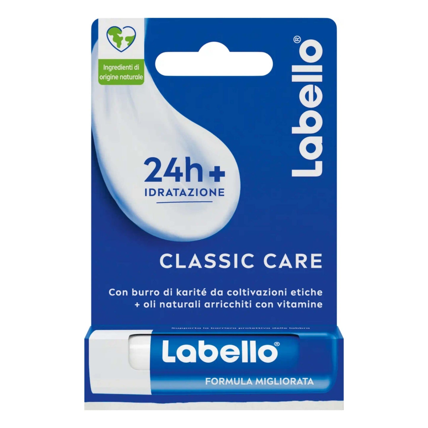 Labello Classic Care Balsamo Labbra Idratante 24h Burro di Karite Senza Oli Minerali 4,8g