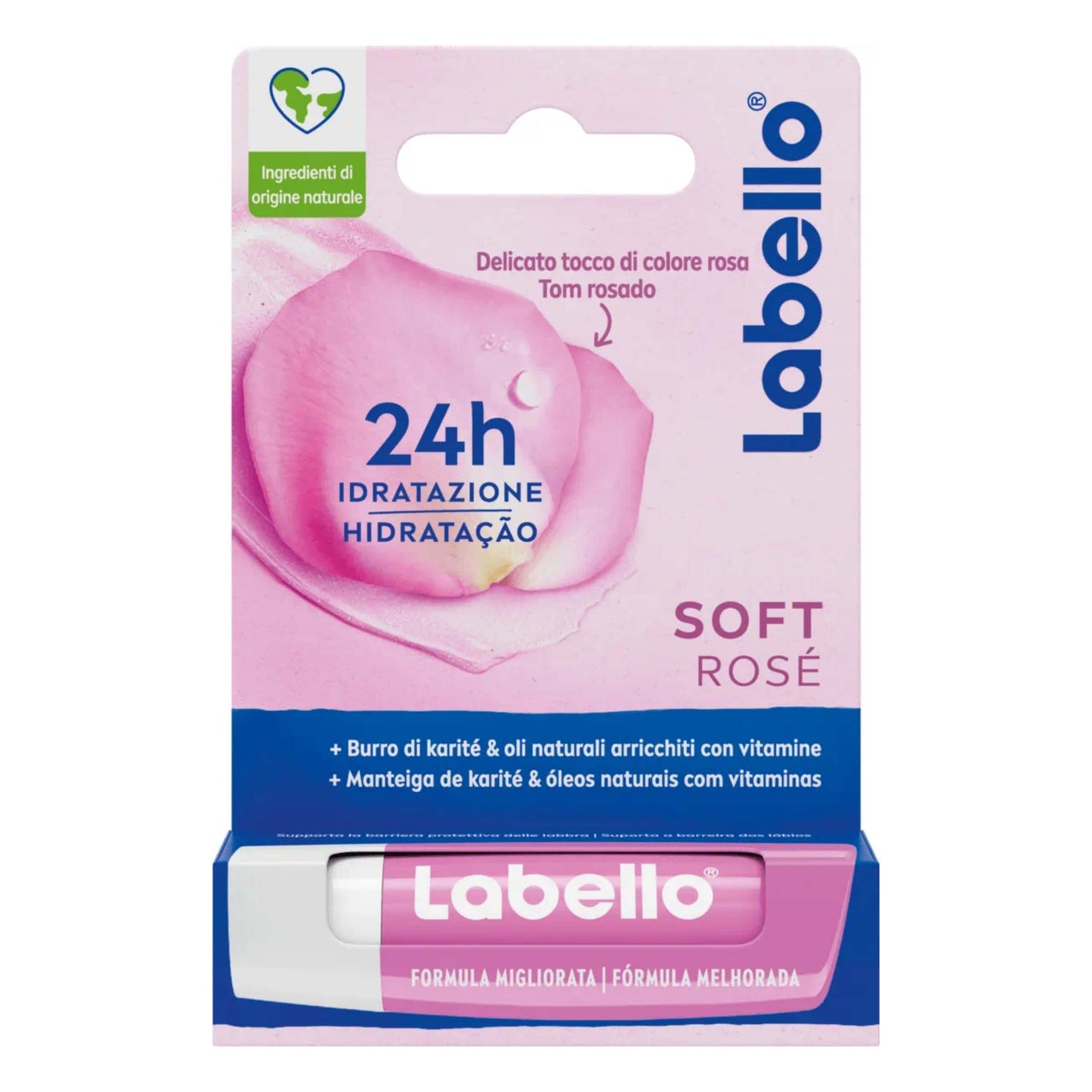 Labello Soft Rose Balsamo Labbra Colorato Idratante Tonalità Rosa Naturale 4,8g