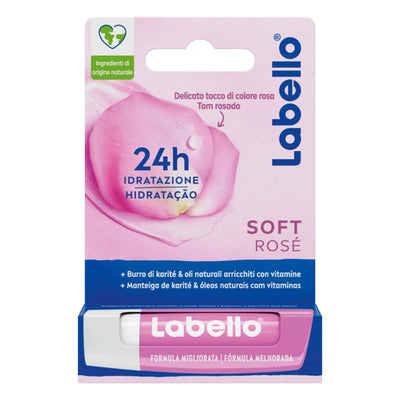 Labello Soft Rose Balsamo Labbra Colorato Idratante Tonalità Rosa Naturale 4,8g