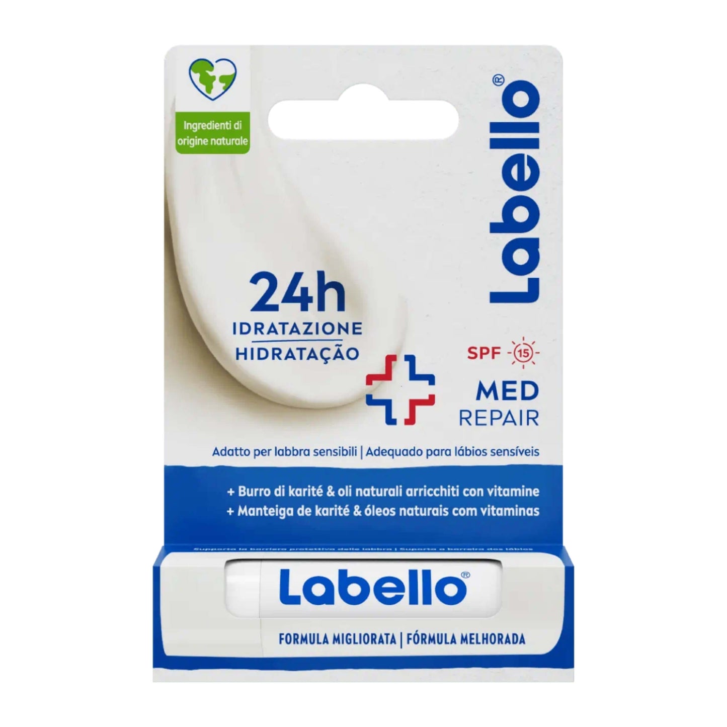 Labello Med Repair Balsamo Labbra Screpolate e Secche SPF 15 Burro di Karite 4,8g