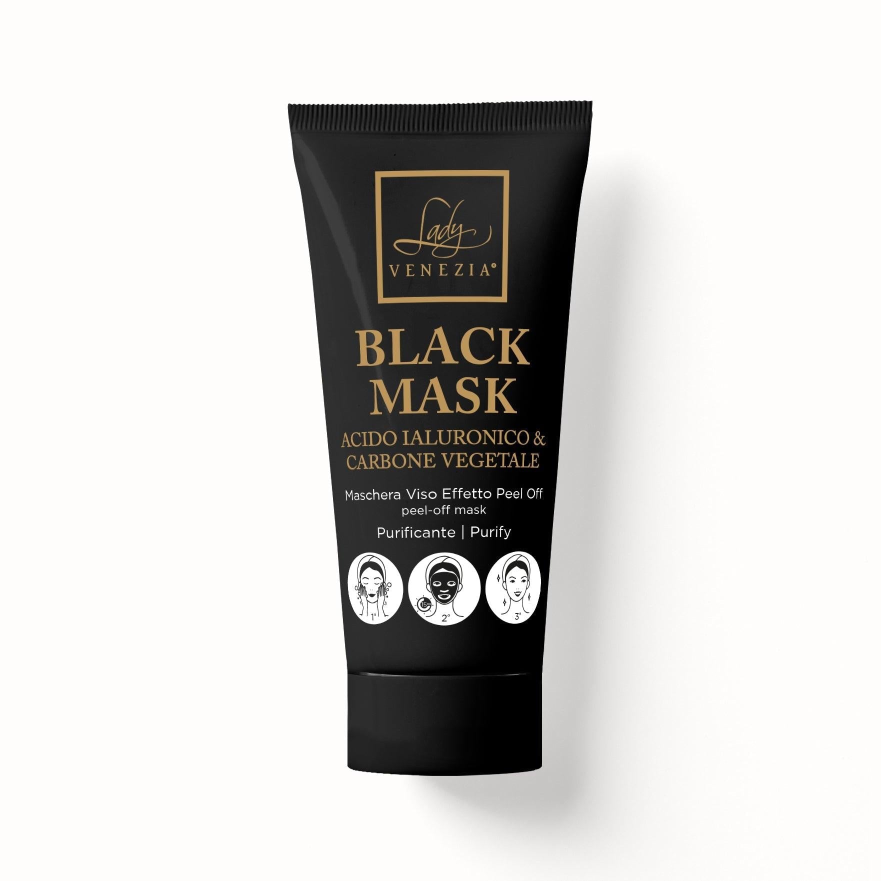 Black Mask peel off 100 ml al carbone vegetale bamboo Lady Venezia, maschera purificante per viso