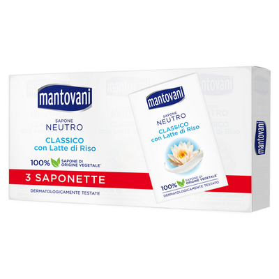 SAPONE NEUTRO CLASSICO CON LATTE DI RISO MANTOVANI (3PZ)