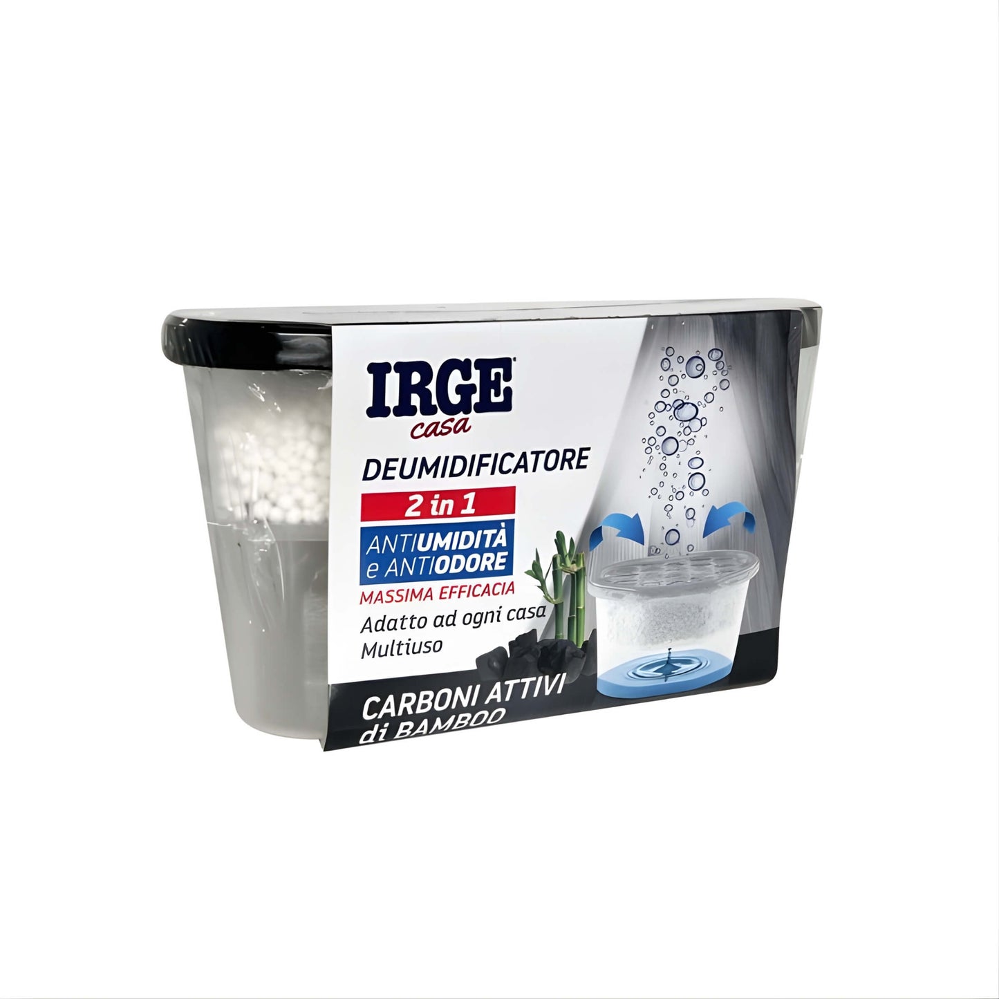 Irge Deumidificatore Antiumidità Antiodore 2 in 1 Carboni Attivi di Bamboo 400ml