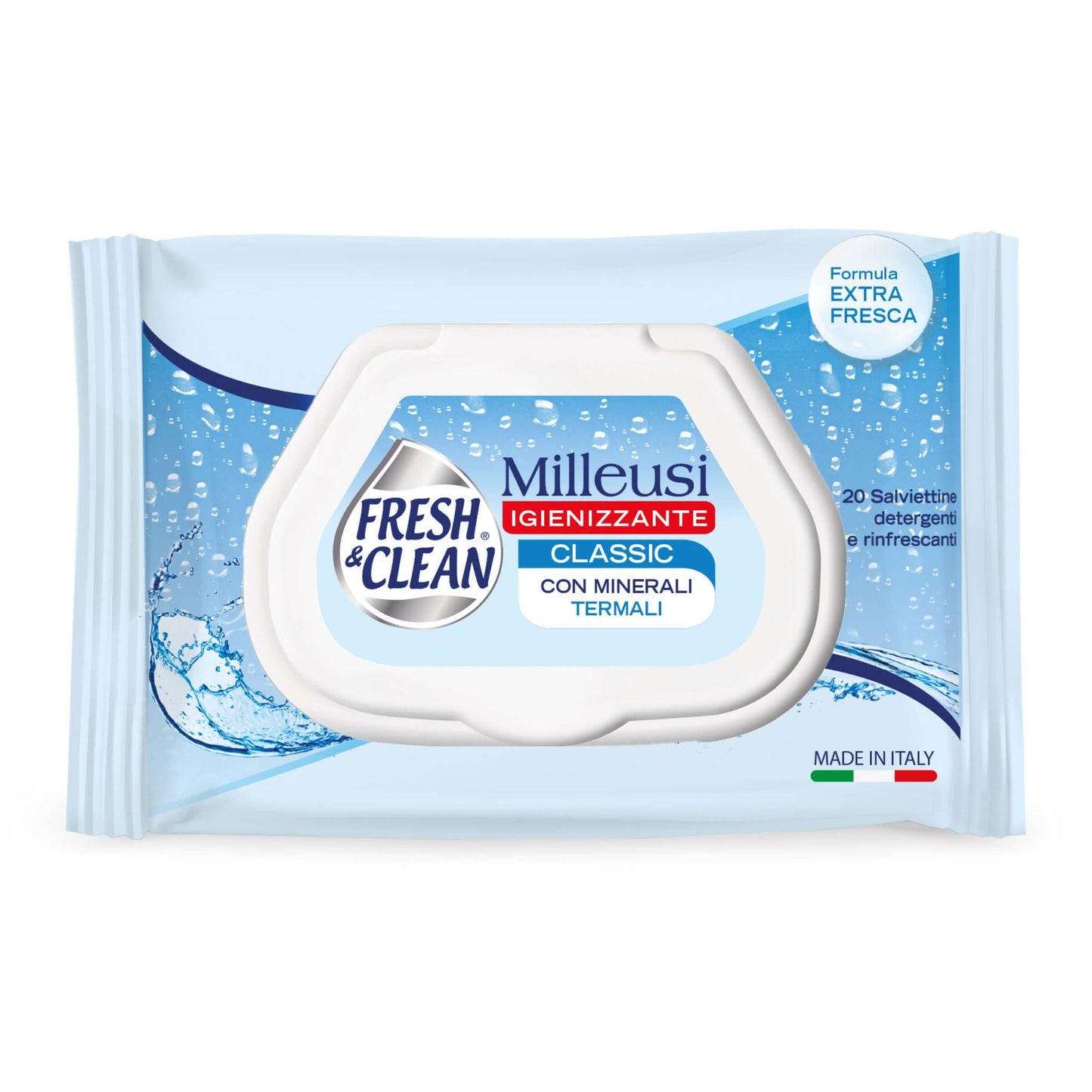 Fresh & Clean Classic Salviettine Milleusi Detergenti e Rinfrescanti con Minerali Termali con Chiusura Pop-Up 20 Pezzi