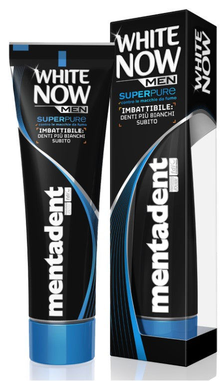 Mentadent White Now Men Super Pure 50ml dentifricio particelle Blue Light sbiancante