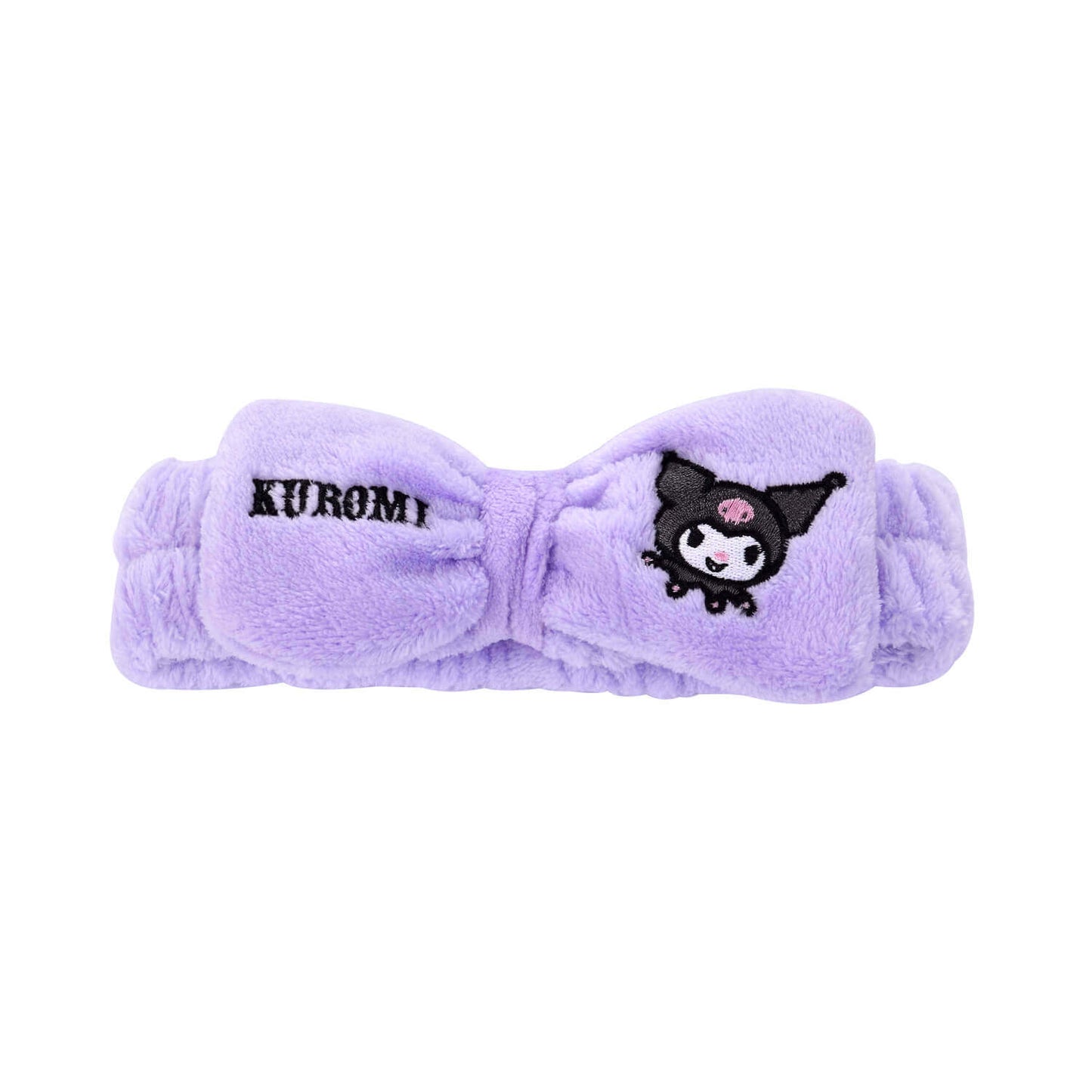 Kuromi Sanrio fascia capelli peluche viola dettaglio ricamo fronte fiocco