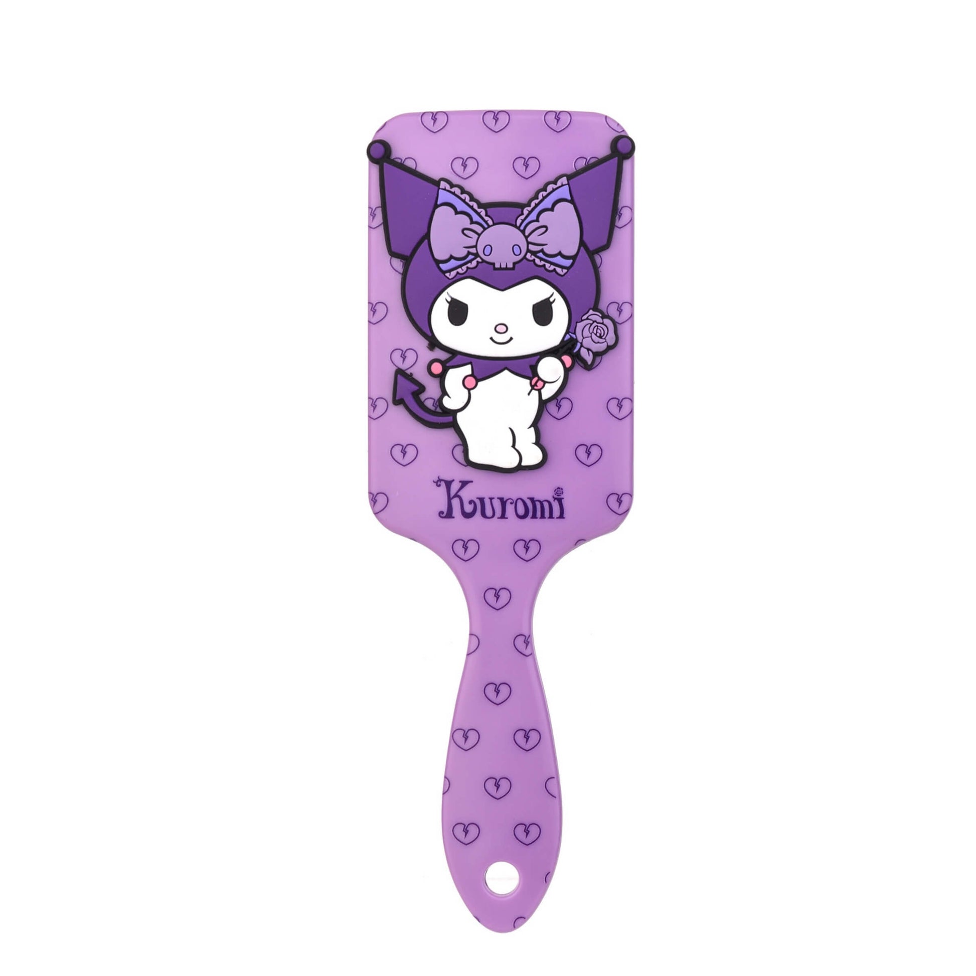 Spazzola districante Kuromi Sanrio viola con setole flessibili ergonomica