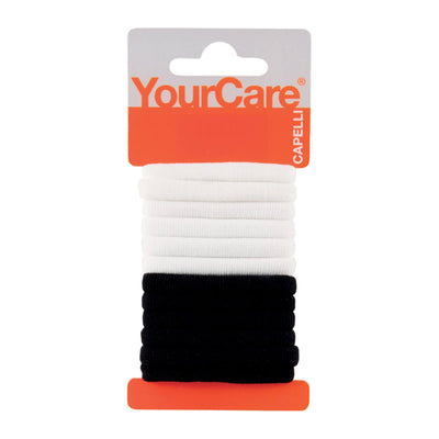 Elastici NoClip bianco nero medium YourCare senza clip metallica fermacapelli 12pz