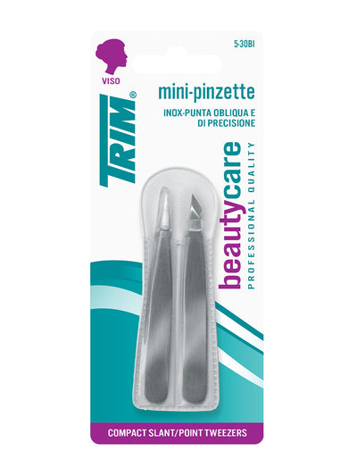 TRIM MINI PINZETTE INOX PUNTA OBLIQUA E DI PRECISIONE 5-30 BI