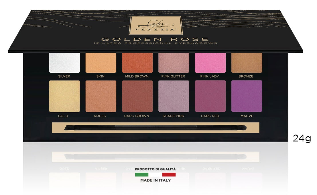 Palette ombretti Golden Rose 12 nuances metallizzate e matt professionali