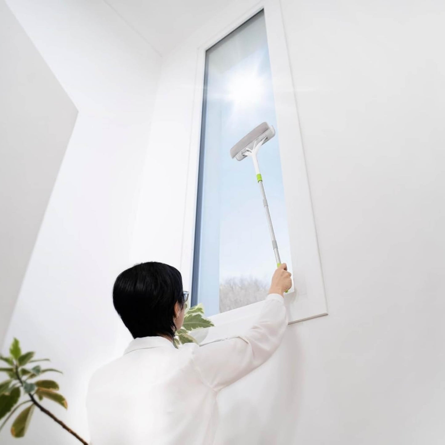 White Glass Kit Vetri e Specchi 3 in1 Estensibile fino ad 1 Metro con Microfibre e Tira Acqua