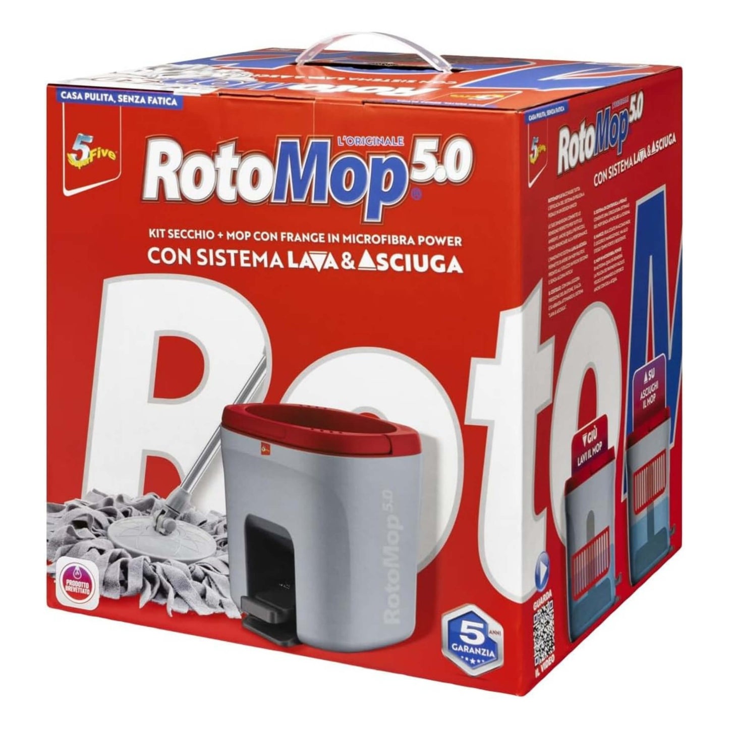 Kit Lava Pavimenti con Centrifuga a Pedale RotoMop 5.0 Superfive