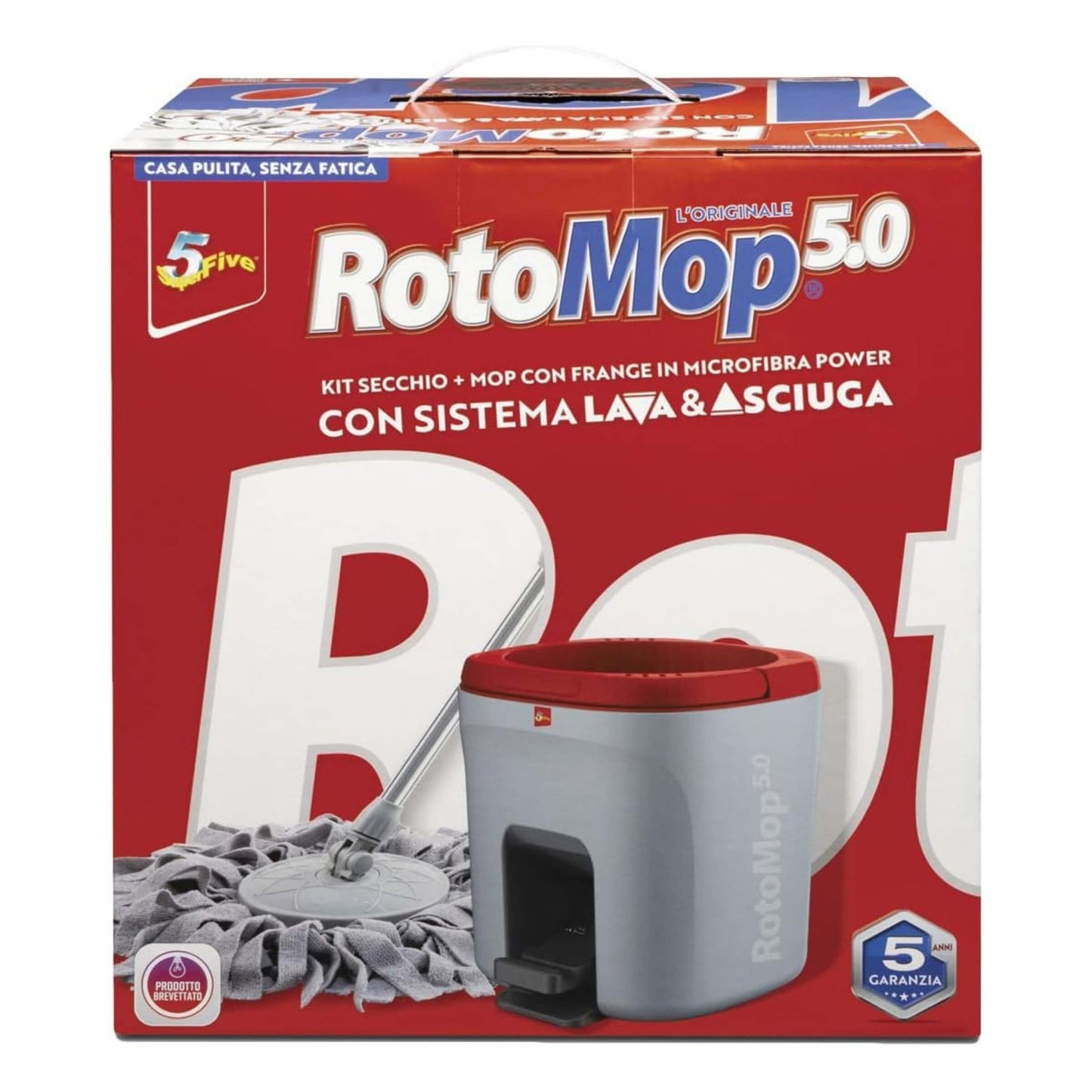 Kit Lava Pavimenti con Centrifuga a Pedale RotoMop 5.0 Superfive