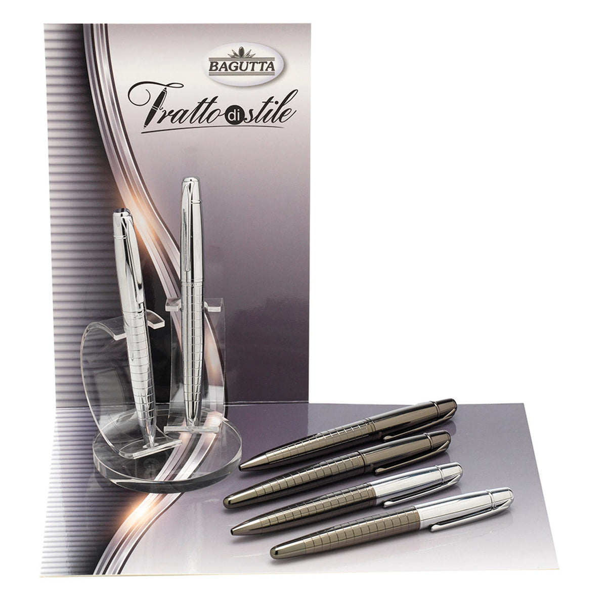 Bagutta Tratto di Stile Penne con Motivo Quadrettato Assortite 6 pezzi con Espositore