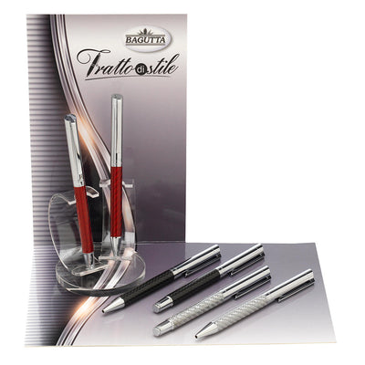 Bagutta Tratto di Stile Penne Bicolore Finitura Carbonio Assortite 6 pezzi con Espositore