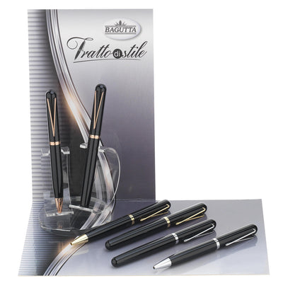 Bagutta Tratto di Stile Penne Nere con Clip a V Assortite 6 pezzi con Espositore