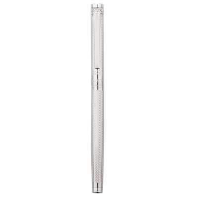 Bagutta Tratto di Stile Penna Roller in Metallo Argento con Motivo Intrecciato