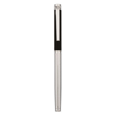 Bagutta Tratto di Stile Penna Roller Bicolore Nero e Argento con Motivo Intrecciato
