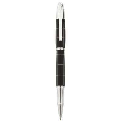 Bagutta Tratto di Stile Penna Roller Nera con Righe Cromate