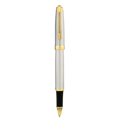 Bagutta Tratto di Stile Penna Roller Argento Motivo Nido d’Ape con Finiture Oro