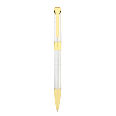 Bagutta Tratto di Stile Penna a Sfera Argento e Oro con Motivo Geometrico e Clip Sagomata