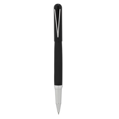 Bagutta Tratto di Stile Penna Roller Nera con Finiture Argento e Clip a V