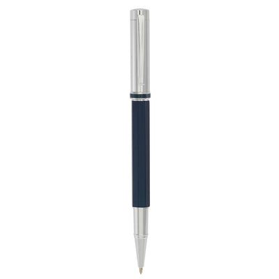 Bagutta Tratto di Stile Penna Roller Blu con Corpo Sfaccettato e Cappuccio Cromato
