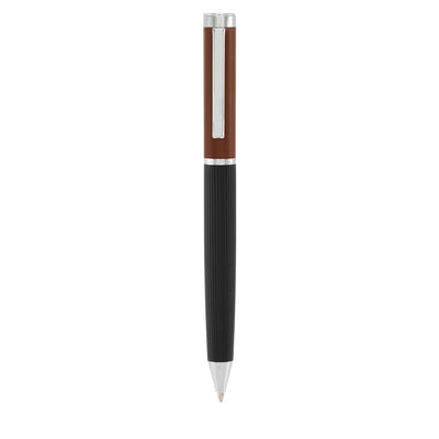 Bagutta Tratto di Stile Penna a Sfera con Corpo Nero a Righe e Cappuccio Marrone