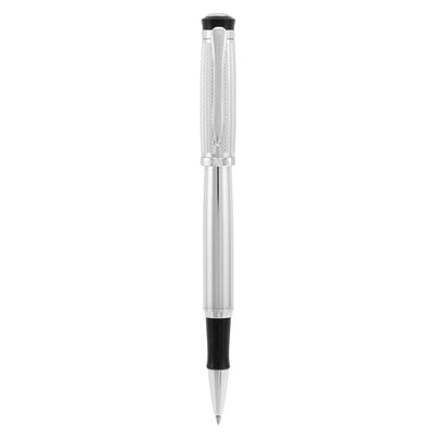 Bagutta Tratto di Stile Penna Roller Argento con Cappuccio Texturizzato e Terminale Nero