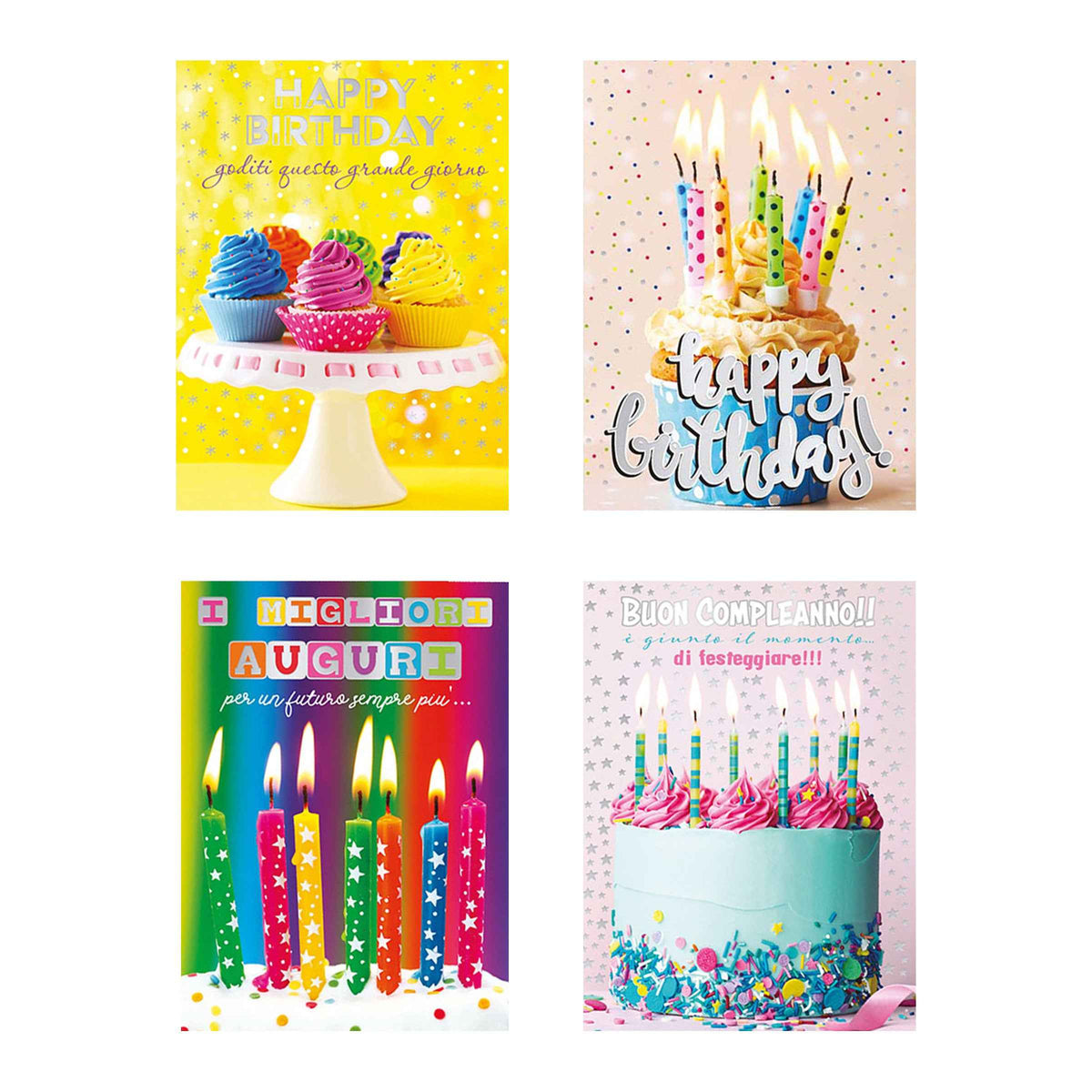 81327 - BIGLIETTI BUON COMPLEANNO CON GLITTER (12PZ)
