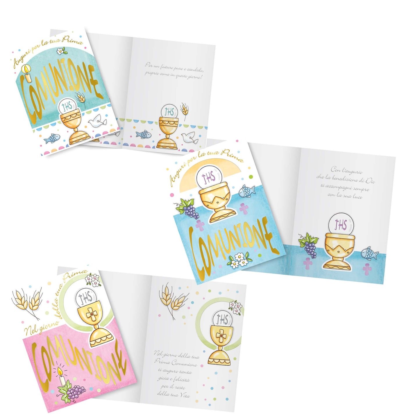 81321 - Biglietti Comunione Foil Oro e Rilievo (12PZ)