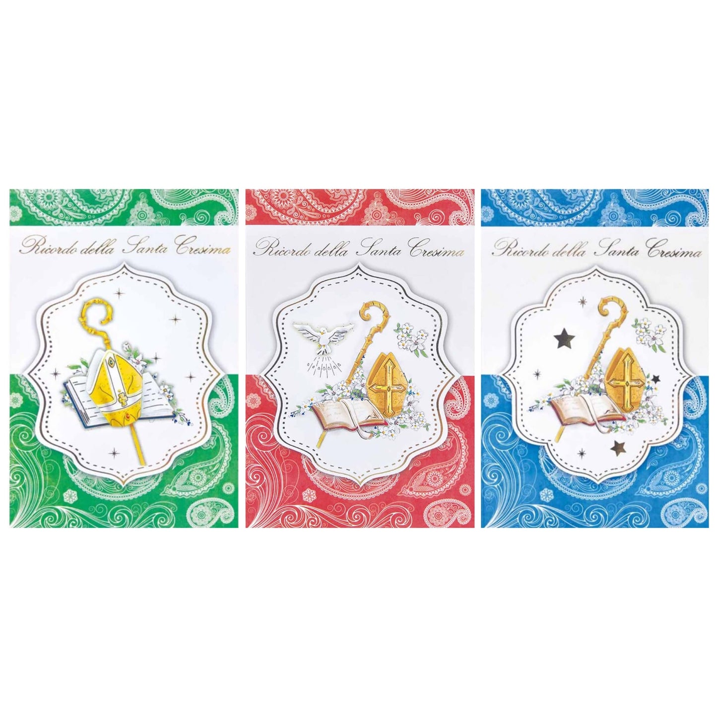 61846 - Biglietti Cresima Foil Oro e Rilievo (12PZ)