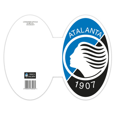 Biglietto ufficiale auguri stemma Atalanta, forma stemma con logo ufficiale squadra nero e blu