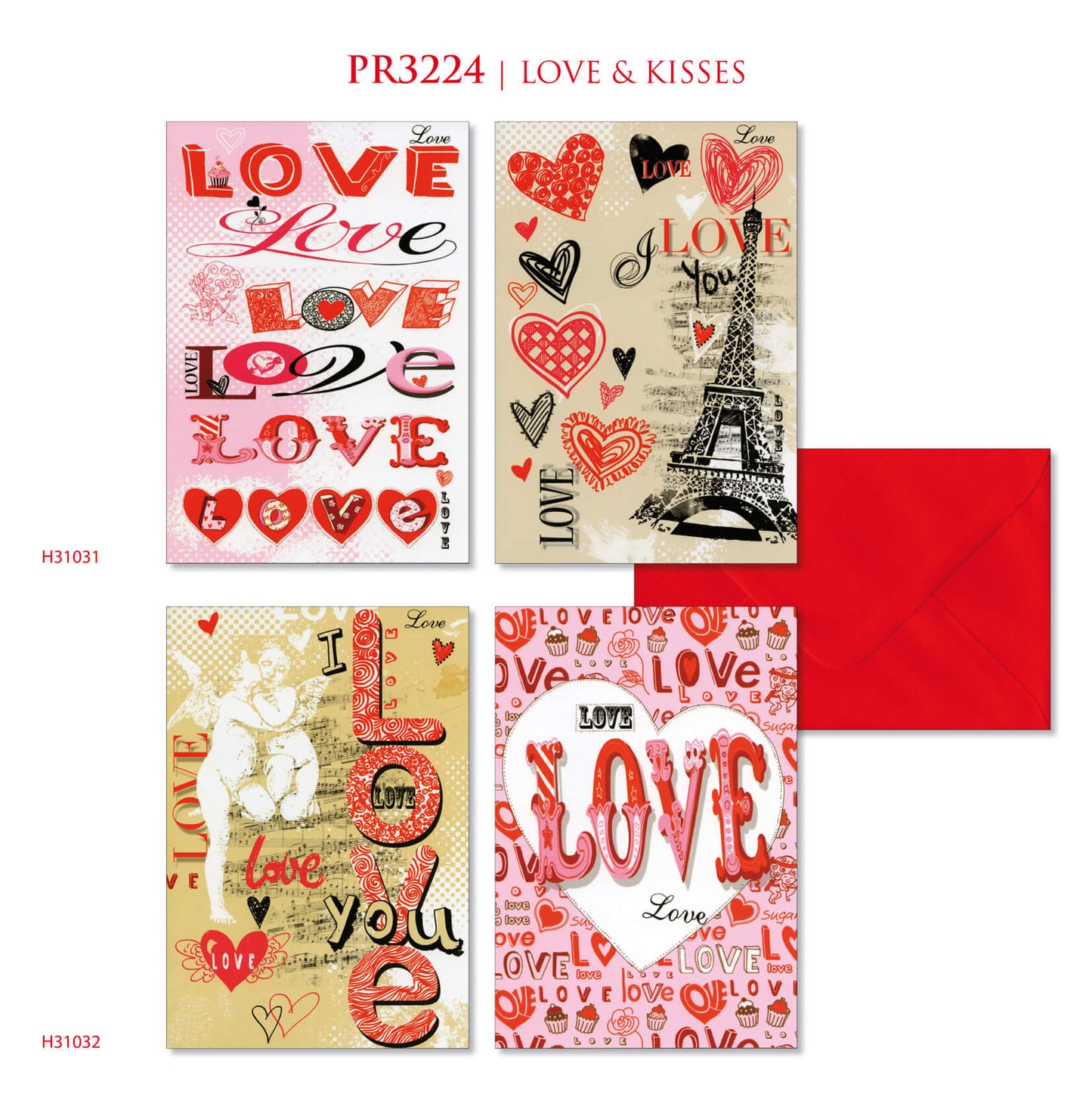 H31031/2 - BIGLIETTI SAN VALENTINO LOVE & KISSES (12PZ)