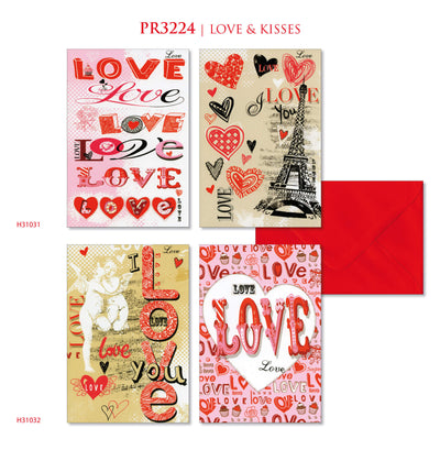 H31031/2 - BIGLIETTI SAN VALENTINO LOVE & KISSES (12PZ)
