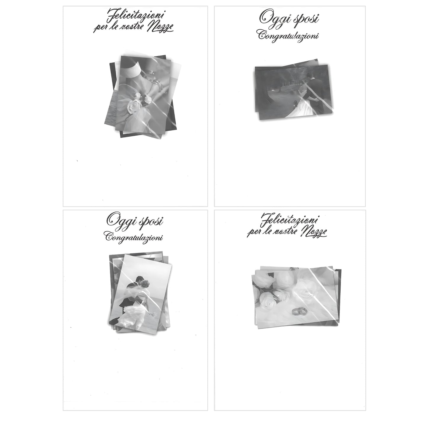 Biglietti auguri matrimonio Black & White design elegante bianco e nero